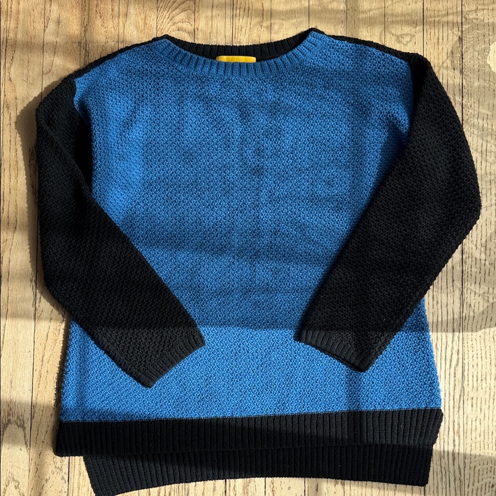 ST. JOHN Black & Blue Knitted Wool Sweater Size Small